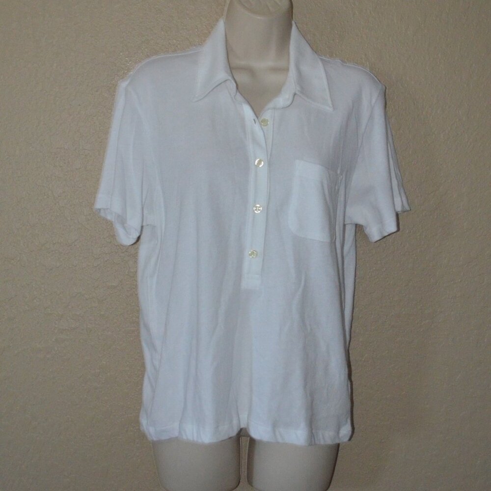 NWT $142 Sz 0 XS The Great White Short Sleeve Polo Shirt Top